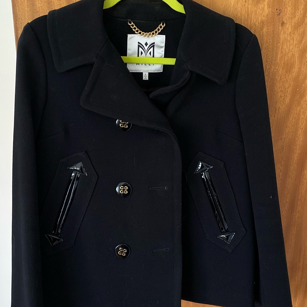 Milly light weight black jacket pea coat style